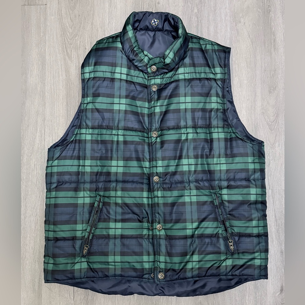 Men's Green Plaid Puffer Vest
